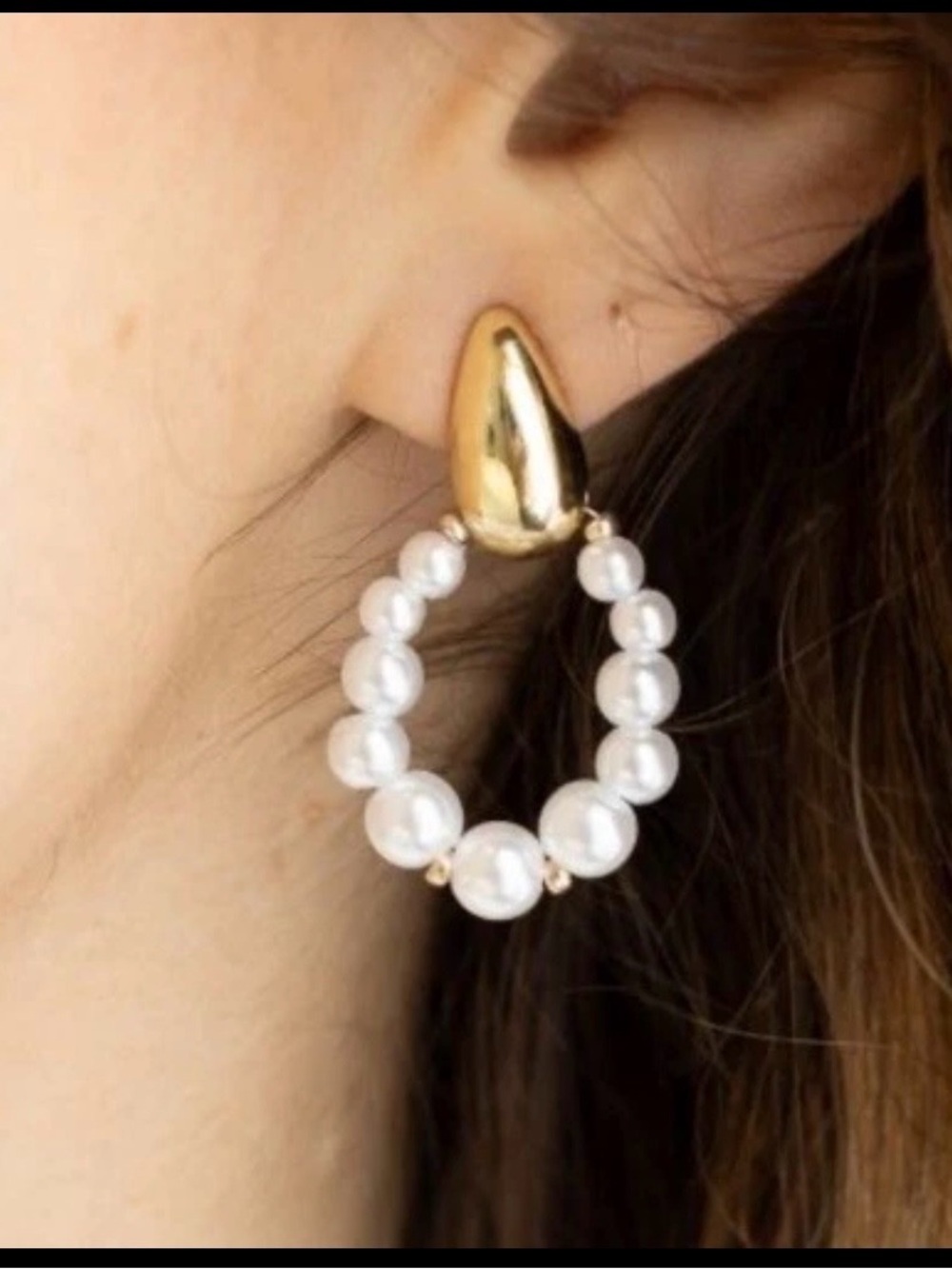 Plunder Design Jewelry Kylie Gold Pearl Hoops Drop Dangle Earrings